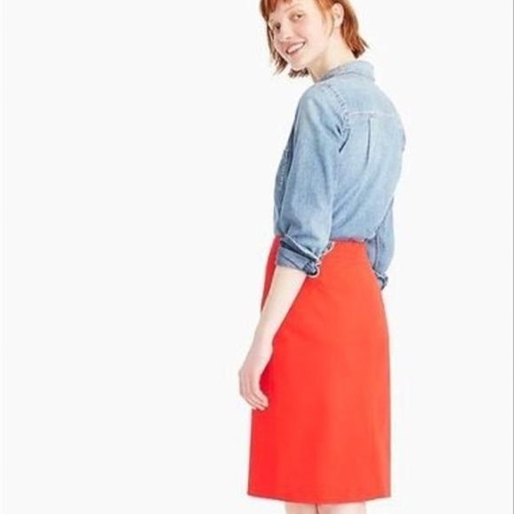 J. Crew Asymmetrical Zip Pencil Skirt in Flame - Picture 2 of 12